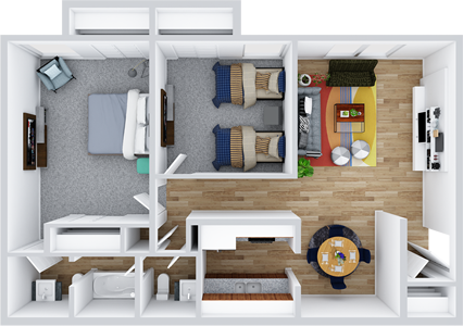 Two Bedroom / One and a Half Bath - 850 Sq.Ft.*